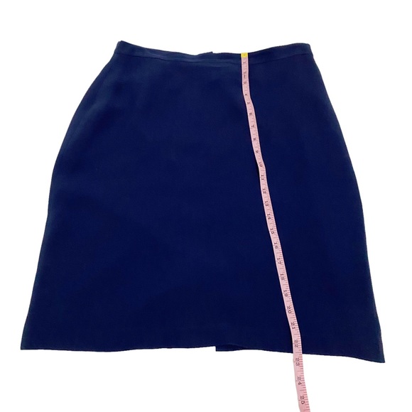 Magaschoni Blue Silk Career Wear Pencil Skirt, Size 12 - Picture 8 of 10